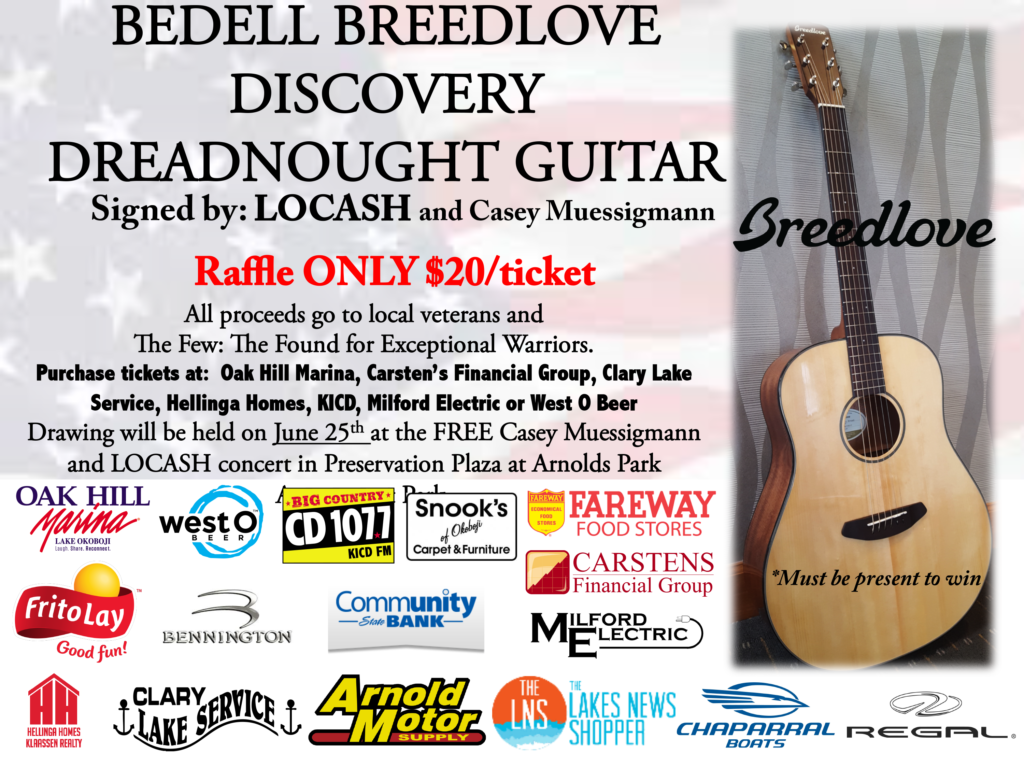 Raffle poster for Breedlove guitar raffle